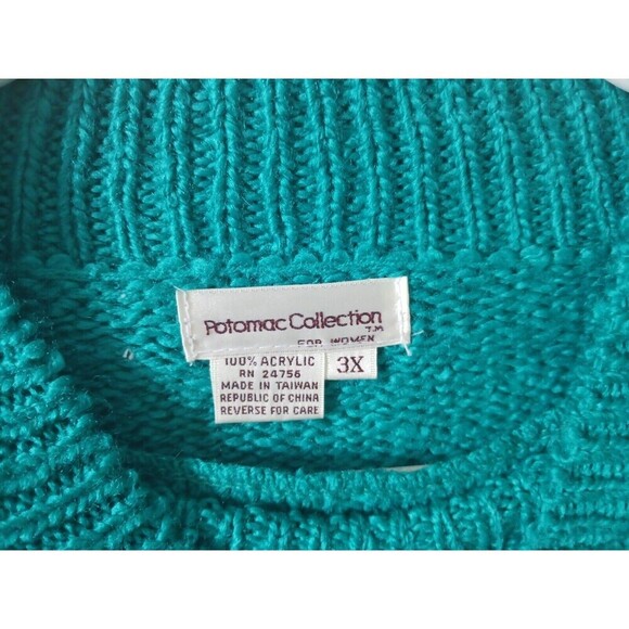 Potomac Collection Womens Sweater Pullover Knit Mock Neck Green Size 3X - Picture 3 of 6